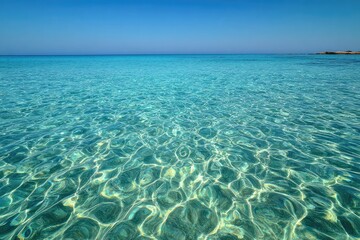 Sparkling turquoise water meets a clear blue sky