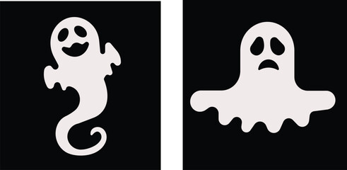 Art & IllustrationCute ghost creation kit icon set.Halloween spooky monsters, scary spirit or poltergeists flying at night.cute ghost creation kit, changeable face, flat design vector.sticker, clipart