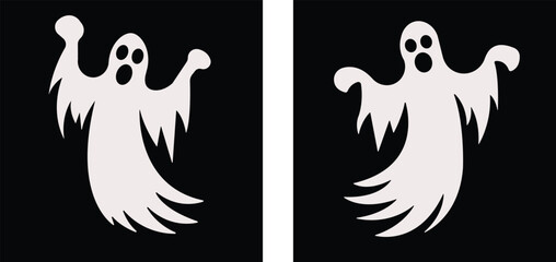 Art & IllustrationCute ghost creation kit icon set.Halloween spooky monsters, scary spirit or poltergeists flying at night.cute ghost creation kit, changeable face, flat design vector.sticker, clipart