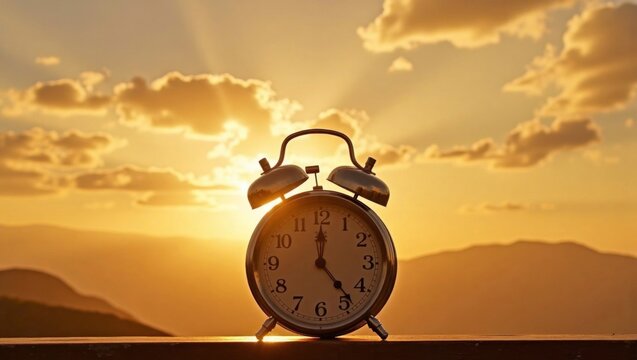 Alarm clock at sunset