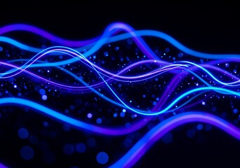 Abstract Blue and Purple Light Trails with Bokeh