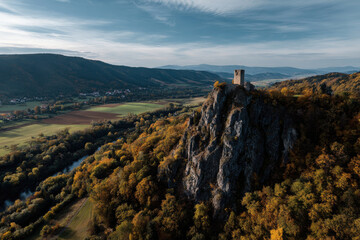 breathtaking aerial view of historical castles nestled amidst lush greenery in picturesque landscape of czech