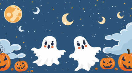 Fototapeta premium A festive Halloween banner or party invitation set against a spooky and fun background.