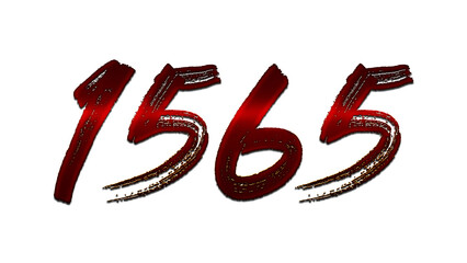 3D blood red number design of 1565 on white background.