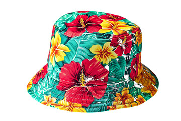 Vibrant Tropical Flower Pattern Bucket Hat isolated on a transparent background floral