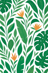 Seamless Tropical Leaves Pattern