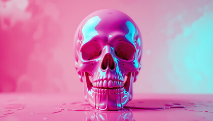 pink skull on a dark background pink skull on a black background pink skull in a glass beautiful view and seen beautiful background and wallpaper hd photo 