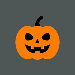 Halloween Pumpkin Jack O Lantern Smiling Face Icon on Grey Background