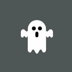 ghost, halloween, spooky, icon, illustration, cute, white, black, eyes, mouth, shape, cartoon, character, design, vector, graphic, symbol, isolated, background, dark, gray, simple, holiday, trick, or,