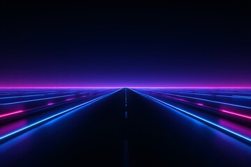 Futuristic Highway Neon Blue Pink Glow Dark
