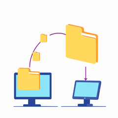 Computer file transfer between two monitors with folders