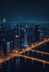 Naklejka premium Low Poly Cityscape at Night