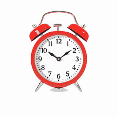 Red twin bell alarm clock on white background classic 1