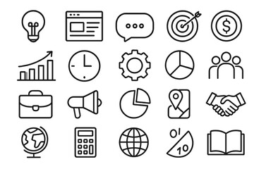 Related image collection with editable stroke for infographics, articles, books, flyers, banners, marketing materials, vector cartoon illustrations with transparent background