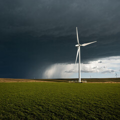 Obraz premium solitary Windmill on stormy Grassland