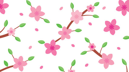 flat vector seamless background of spring blossoms.eps