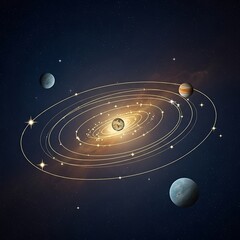 Obraz premium Celestial orbit, planets, galaxy