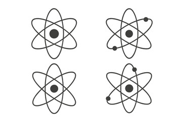 Isolated Atom Orbit Icon Set with Editable Stroke for Web, Books, Cards, and Apps, Vector Cartoon Style Illustrations with Transparent Background, Science and Technology Symbols