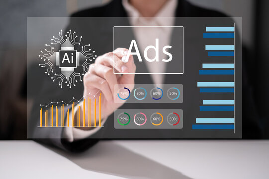 Professional entrepreneur businessman using artificial intelligence ai laptop data analysis digital marketing online advertisement social media strategy promotion technology business concept