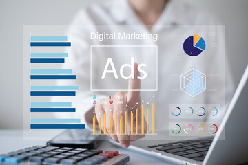 Data analysis chart information report e-business small business company corporate social media campaign promotion digital marketing online advertisement success growth management strategy concept