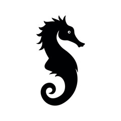 Fototapeta premium Seahorses Silhouette Vector Logo Icon White Background