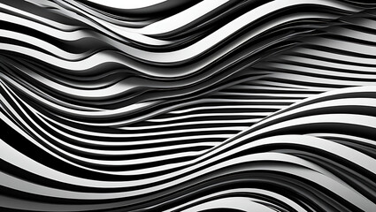 Abstract black and white undulating wavy stripes background image