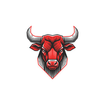 Angry bull icon logo flat vector design