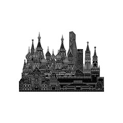 Fototapeta premium Moscow city buildings silhouette icon logo flat vector design