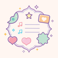 Pastel Hearts, Stars, and Music Notes A Charming Decorative Frame Illustration 