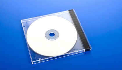 Clear CD case on blue surface