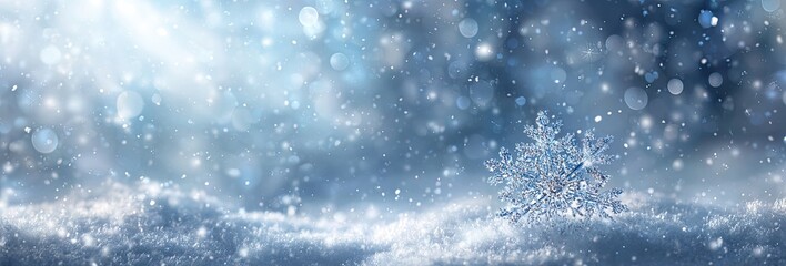 Obraz premium Winter scene with snowflakes and snow-covered ground