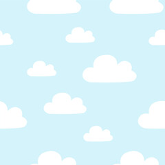 Seamless Cloud Pattern with Blue Sky Background