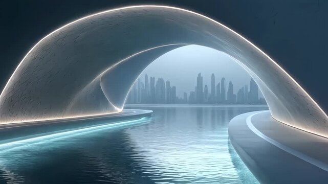 Futuristic City Waterside Architecture is Full of Technology