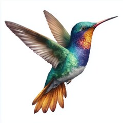 Fototapeta premium Stunning Colorful Hummingbird in Flight , isolated on white background png