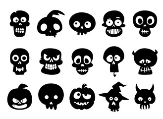 Collection of spooky Halloween-themed character silhouettes