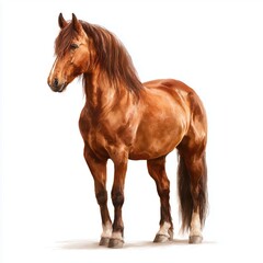 Fototapeta premium Stunning Brown Horse Portrait , isolated on white background png