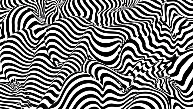 Black and white wavy stripes optical illusion pattern abstract - Powered by Adobe