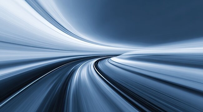 Abstract tunnel, motion blur effect.  A dynamic,  blurred tunnel,  light streaks create a sense of speed and depth.  Darker blues and whites create contrast