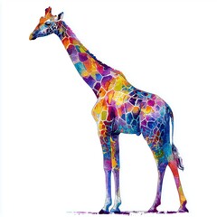Colorful Giraffe Art Piece , isolated on white background png