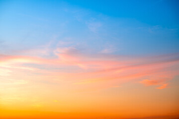 Beautiful , luxury soft gradient orange gold clouds and sunlight on the blue sky perfect for the background, take in evening,Twilight, Large size, high definition landscape photo
