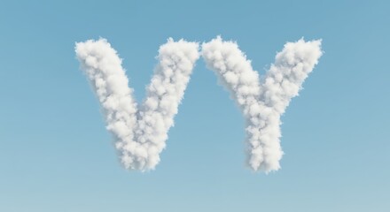 Naklejka premium Cloud letters VY against a clear blue sky.