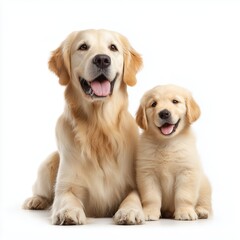 Golden Retriever Mother and Puppy , isolated on white background png