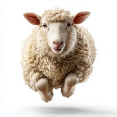 Fototapeta premium Floating Sheep: A Fluffy Leap of Faith , isolated on white background png