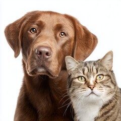 Close-up of a Dog and Cat , isolated on white background png