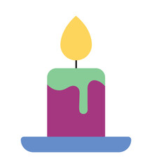 Fototapeta premium Colorful candle icon vector illustration,Burning candle with flame in modern flat design