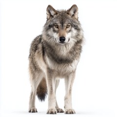 Fototapeta premium Majestic Gray Wolf Portrait , isolated on white background png