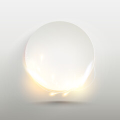 Abstract White Glass Circle Frame Background Modern Vector Minimalist Template Round Design Element Luminous Glowing Light Flare Energy Effect Blank Copy Space Realistic 3D Shadow