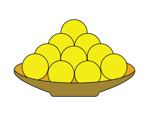 Indian sweet Laddu in a bowl vector illustration,Plate of traditional Indian sweets (Ladoo) for festival