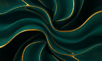 Dark Teal and Gold Abstract Flow