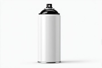 Blank spray paint can, white, black cap